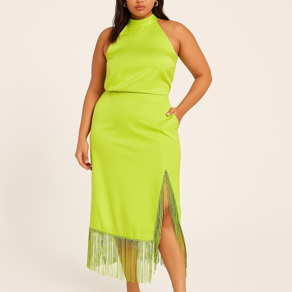 Rachel Zoe Fringe Midi Slit Skirt – Size M (NWT) - Picture 3 of 7